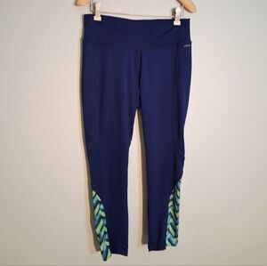 Jockey Navy And Green Leggings Size Medium